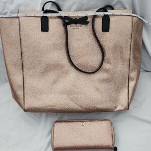 Kate Spade Rose Gold Tote and Wallet